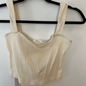 Cream ribbed crop top
